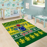 Personalised Cook Islands Christmas Area Rug Santa Beach Meri Kiritimiti LT9 - Wonder Print Shop