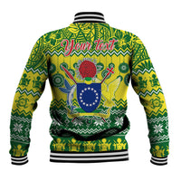Personalised Cook Islands Christmas Baseball Jacket Santa Beach Meri Kiritimiti LT9 - Wonder Print Shop