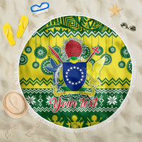 Personalised Cook Islands Christmas Beach Blanket Santa Beach Meri Kiritimiti LT9 - Wonder Print Shop