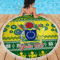 Personalised Cook Islands Christmas Beach Blanket Santa Beach Meri Kiritimiti LT9 - Wonder Print Shop