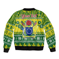 Personalised Cook Islands Christmas Bomber Jacket Santa Beach Meri Kiritimiti LT9 - Wonder Print Shop