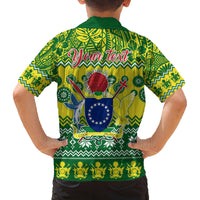 Personalised Cook Islands Christmas Family Matching Long Sleeve Bodycon Dress and Hawaiian Shirt Santa Beach Meri Kiritimiti LT9 - Wonder Print Shop