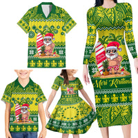 Personalised Cook Islands Christmas Family Matching Long Sleeve Bodycon Dress and Hawaiian Shirt Santa Beach Meri Kiritimiti LT9 - Wonder Print Shop