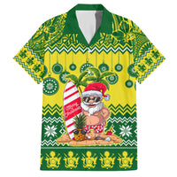 Personalised Cook Islands Christmas Family Matching Puletasi Dress and Hawaiian Shirt Santa Beach Meri Kiritimiti - Wonder Print Shop