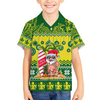 Personalised Cook Islands Christmas Family Matching Puletasi Dress and Hawaiian Shirt Santa Beach Meri Kiritimiti - Wonder Print Shop