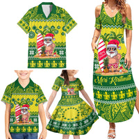 Personalised Cook Islands Christmas Family Matching Summer Maxi Dress and Hawaiian Shirt Santa Beach Meri Kiritimiti - Wonder Print Shop