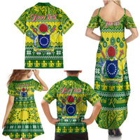 Personalised Cook Islands Christmas Family Matching Summer Maxi Dress and Hawaiian Shirt Santa Beach Meri Kiritimiti - Wonder Print Shop