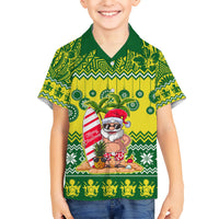 Personalised Cook Islands Christmas Hawaiian Shirt Santa Beach Meri Kiritimiti - Wonder Print Shop