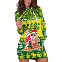 Personalised Cook Islands Christmas Hoodie Dress Santa Beach Meri Kiritimiti - Wonder Print Shop