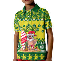 Personalised Cook Islands Christmas Kid Polo Shirt Santa Beach Meri Kiritimiti - Wonder Print Shop