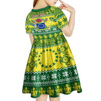 Personalised Cook Islands Christmas Kid Short Sleeve Dress Santa Beach Meri Kiritimiti - Wonder Print Shop