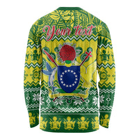 Personalised Cook Islands Christmas Long Sleeve Shirt Santa Beach Meri Kiritimiti - Wonder Print Shop