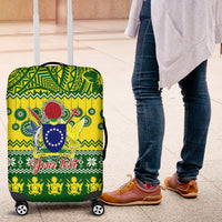 Personalised Cook Islands Christmas Luggage Cover Santa Beach Meri Kiritimiti - Wonder Print Shop