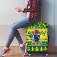 Personalised Cook Islands Christmas Luggage Cover Santa Beach Meri Kiritimiti - Wonder Print Shop