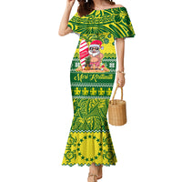 Personalised Cook Islands Christmas Mermaid Dress Santa Beach Meri Kiritimiti - Wonder Print Shop