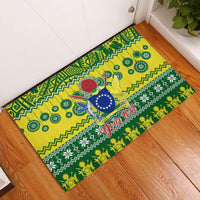 Personalised Cook Islands Christmas Rubber Doormat Santa Beach Meri Kiritimiti - Wonder Print Shop