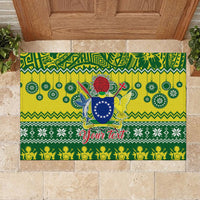 Personalised Cook Islands Christmas Rubber Doormat Santa Beach Meri Kiritimiti - Wonder Print Shop