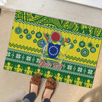 Personalised Cook Islands Christmas Rubber Doormat Santa Beach Meri Kiritimiti - Wonder Print Shop