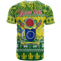 Personalised Cook Islands Christmas T Shirt Santa Beach Meri Kiritimiti - Wonder Print Shop