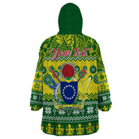 Personalised Cook Islands Christmas Wearable Blanket Hoodie Santa Beach Meri Kiritimiti - Wonder Print Shop