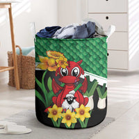Saint David's Day Laundry Basket Green Welsh Dragon Daffodil Sheep Leak - Wonder Print Shop