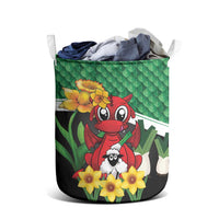 Saint David's Day Laundry Basket Green Welsh Dragon Daffodil Sheep Leak - Wonder Print Shop