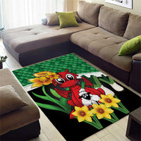 Saint David's Day Area Rug Green Welsh Dragon Daffodil Sheep Leak - Wonder Print Shop