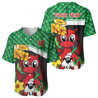 Saint David's Day Personalized Baseball Jersey Green Welsh Dragon Daffodil Sheep Leak - Wonder Print Shop
