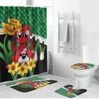 Saint David's Day Bathroom Set Green Welsh Dragon Daffodil Sheep Leak - Wonder Print Shop