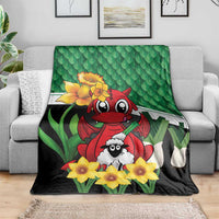 Saint David's Day Blanket Green Welsh Dragon Daffodil Sheep Leak - Wonder Print Shop