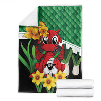 Saint David's Day Blanket Green Welsh Dragon Daffodil Sheep Leak - Wonder Print Shop