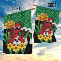 Saint David's Day Garden Flag Green Welsh Dragon Daffodil Sheep Leak - Wonder Print Shop
