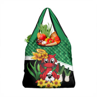 Saint David's Day Grocery Bag Green Welsh Dragon Daffodil Sheep Leak - Wonder Print Shop