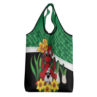 Saint David's Day Grocery Bag Green Welsh Dragon Daffodil Sheep Leak - Wonder Print Shop
