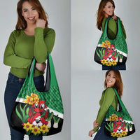 Saint David's Day Grocery Bag Green Welsh Dragon Daffodil Sheep Leak - Wonder Print Shop