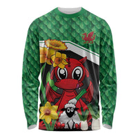 Saint David's Day Personalized Long Sleeve Shirt Green Welsh Dragon Daffodil Sheep Leak - Wonder Print Shop