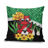 Saint David's Day Pillow Cover Green Welsh Dragon Daffodil Sheep Leak - Wonder Print Shop