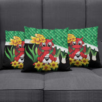 Saint David's Day Pillow Cover Green Welsh Dragon Daffodil Sheep Leak - Wonder Print Shop
