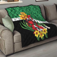 Saint David's Day Quilt Green Welsh Dragon Daffodil Sheep Leak - Wonder Print Shop