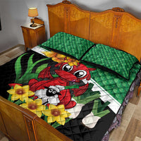 Saint David's Day Quilt Bed Set Green Welsh Dragon Daffodil Sheep Leak - Wonder Print Shop