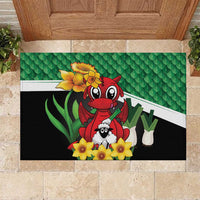 Saint David's Day Rubber Doormat Green Welsh Dragon Daffodil Sheep Leak - Wonder Print Shop