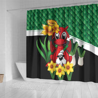 Saint David's Day Shower Curtain Green Welsh Dragon Daffodil Sheep Leak - Wonder Print Shop