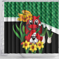 Saint David's Day Shower Curtain Green Welsh Dragon Daffodil Sheep Leak - Wonder Print Shop