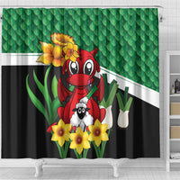 Saint David's Day Shower Curtain Green Welsh Dragon Daffodil Sheep Leak - Wonder Print Shop