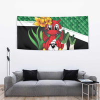 Saint David's Day Tapestry Green Welsh Dragon Daffodil Sheep Leak - Wonder Print Shop