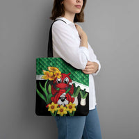 Saint David's Day Tote Bag Green Welsh Dragon Daffodil Sheep Leak - Wonder Print Shop