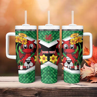 Saint David's Day Personalized Tumbler With Handle Green Welsh Dragon Daffodil Sheep Leak - Wonder Print Shop