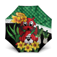 Saint David's Day Umbrella Green Welsh Dragon Daffodil Sheep Leak - Wonder Print Shop