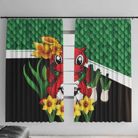 Saint David's Day Window Curtain Green Welsh Dragon Daffodil Sheep Leak - Wonder Print Shop