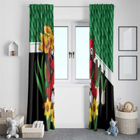 Saint David's Day Window Curtain Green Welsh Dragon Daffodil Sheep Leak - Wonder Print Shop
